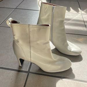 Patent white boots